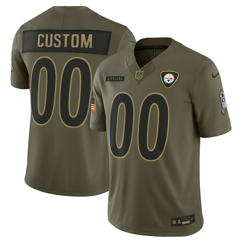 Pittsburgh Steelers salute the service olive #00 custom jersey