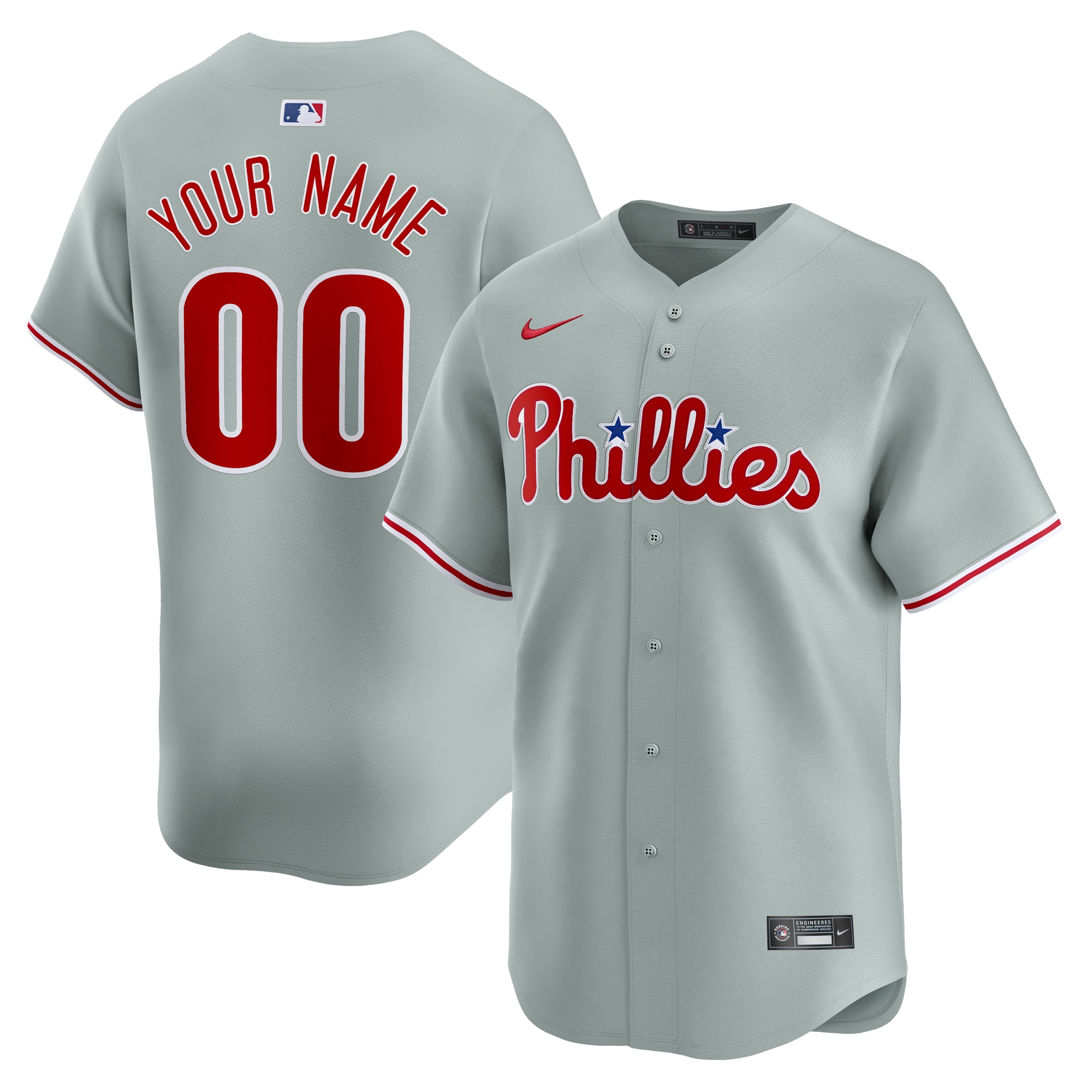 Philadelphia Phillies Nike Away Limited Custom Jersey - Gray