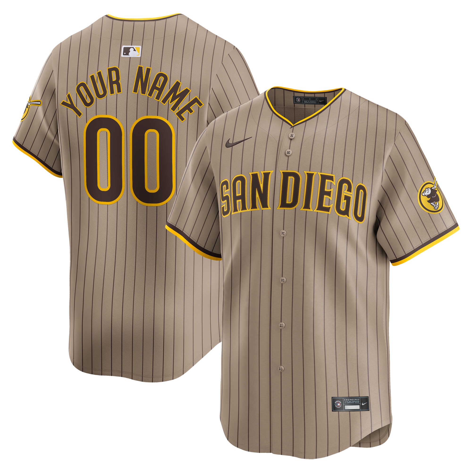 San Diego Padres Nike  Alternate Limited Custom Jerseynbsp– Khaki