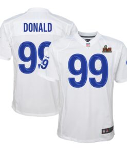 Aaron Donald Los Angeles Rams  Youth Super Bowl LVI Game Patch Jersey  White