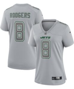 Aaron Rodgers New York Jets  Women_s Atmosphere Fashion Game Jersey  Heather Gray