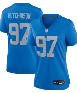 Aidan Hutchinson Detroit Lions  Women_s Alternate Game Jersey  Blue