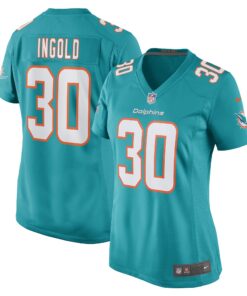 Alec Ingold Miami Dolphins  Women_s Game Player Jersey  Aqua