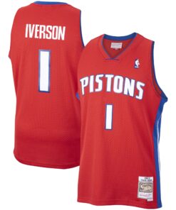 Allen Iverson Detroit Pistons Mitchell &amp Ness  200809 Hardwood Classics Swingman Jersey - Red