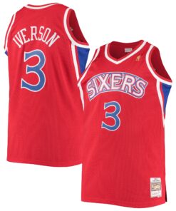Allen Iverson Philadelphia 76ers Mitchell &amp Ness 199697 Big &amp Tall Hardwood Classics Swingman Jersey - Red