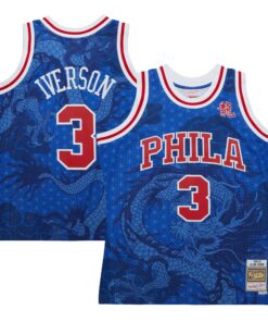 Allen Iverson Philadelphia 76ers Mitchell &amp Ness 199697 Hardwood Classics Asian Heritage 6.0 Swingman Throwback Player Jersey - Royal