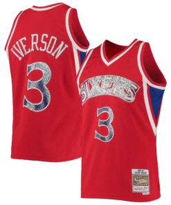 Allen Iverson Philadelphia 76ers Mitchell &amp Ness 199697 Hardwood Classics NBA 75th Anniversary Diamond Swingman Jersey - Red
