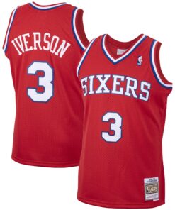 Allen Iverson Philadelphia 76ers Mitchell &amp Ness 200102 Hardwood Classics Swingman Jersey - Red