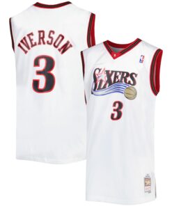 Allen Iverson Philadelphia 76ers Mitchell &amp Ness Big &amp Tall Hardwood Classics 199697 Swingman Jersey - White