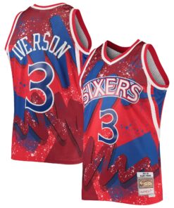 Allen Iverson Philadelphia 76ers Mitchell &amp Ness Hardwood Classics 199697 Hyper Hoops Swingman Jersey - Red