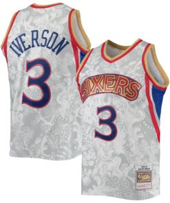 Allen Iverson Philadelphia 76ers Mitchell &amp Ness Hardwood Classics 199697 Lunar New Year Swingman Jersey - White