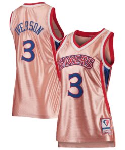 Allen Iverson Philadelphia 76ers Mitchell &amp Ness Women's 75th Anniversary Rose Gold 1996 Swingman Jersey - Pink