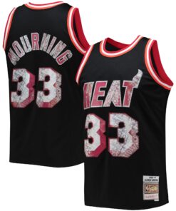 Alonzo Mourning Miami Heat Mitchell &amp Ness 199697 Hardwood Classics NBA 75th Anniversary Diamond Swingman Jersey - Black