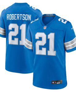 Amik Robertson Detroit Lions  Game Jersey   Blue