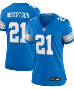 Amik Robertson Detroit Lions  Women_s Team Game Jersey   Blue