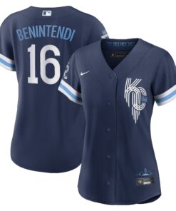 Andrew Benintendi Kansas City RoyalsWomen_s City Connect Replica Player Jersey  Navy