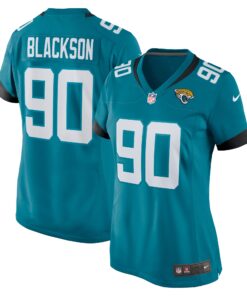 Angelo Blackson Jacksonville Jaguars  Women_s Team Game Jersey   Teal 1