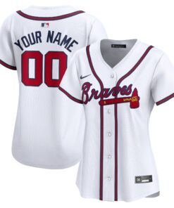 Atlanta BravesWomen_s Home Limited Custom Jersey  White