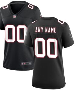 Atlanta Falcons  Women_s Throwback Custom Game Jersey  Black