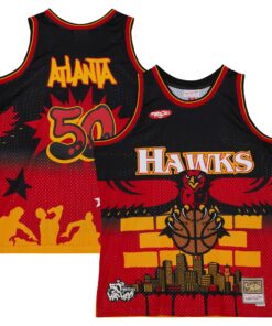 Atlanta Hawks Mitchell &amp Ness x Tats Cru Hardwood Classics Fashion Jersey - Black