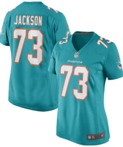 Austin Jackson Miami Dolphins  Women_s Game Jersey  Aqua