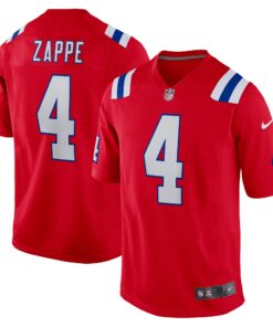 Bailey Zappe New England Patriots  Alternate Game Player Jersey  Red