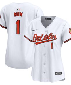 Baltimore OriolesWomen_s 1 Mom Home Limited Jersey  White