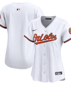Baltimore OriolesWomen_s Home Limited Jersey  White