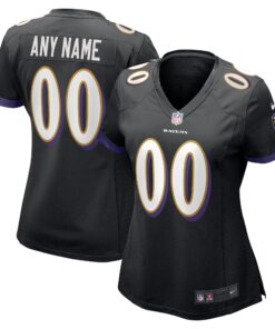 Baltimore Ravens  Women_s Alternate Custom Game Jersey  Black