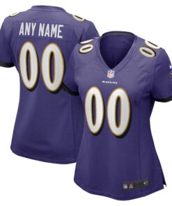 Baltimore Ravens  Women_s Custom Game Jersey  Purple