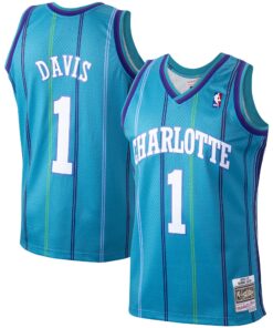 Baron Davis Charlotte Hornets Mitchell &amp Ness 199900 Hardwood Classics Swingman Jersey - Teal
