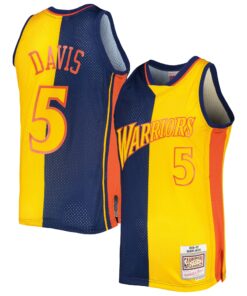 Baron Davis Golden State Warriors Mitchell &amp Ness Hardwood Classics 200607 Split Swingman Jersey - NavyGold