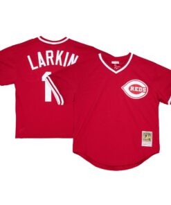 Barry Larkin Cincinnati Reds Mitchell amp Ness Youth Cooperstown CollectionnbspMesh Batting Practice Jersey  Red