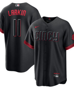 Barry Larkin Cincinnati RedsCity Connect Replica Player Jersey  Black