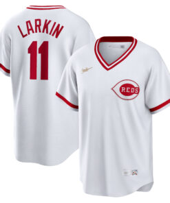 Barry Larkin Cincinnati RedsHome Cooperstown Collection Player Jersey  White