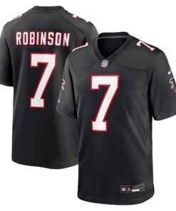 Bijan Robinson Atlanta Falcons  2023 NFL Draft First Round Pick Throwback Game Jersey  Black