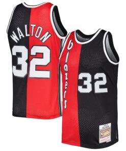 Bill Walton Portland Trail Blazers Mitchell &amp Ness Hardwood Classics 197677 Split Swingman Jersey - RedBlack