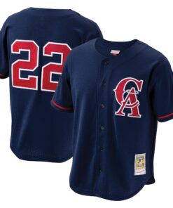 Bo Jackson California Angels Mitchell amp Ness Cooperstown Collection Mesh Batting Practice ButtonUp Jersey  Navy