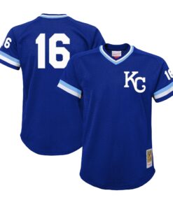 Bo Jackson Kansas City Royals Mitchell amp Ness Youth Cooperstown CollectionnbspMesh Batting Practice Jersey  Royal
