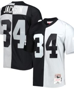 Bo Jackson Las Vegas Raiders Mitchell amp Ness 1988 Split Legacy Replica Jersey  BlackSilver