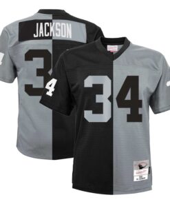 Bo Jackson Las Vegas Raiders Mitchell amp Ness Youth Split Legacy Jersey  BlackSilver