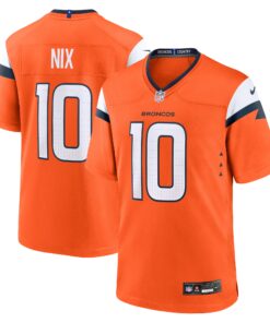 Bo Nix Denver Broncos  2024 NFL Draft First Round Pick Player Game Jersey  Orange