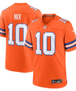 Bo Nix Denver Broncos  Mile High Collection 1977 Throwback Player Game Jersey  Orange