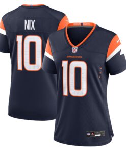 Bo Nix Denver Broncos  Women_s Alternate Game Jersey   Navy