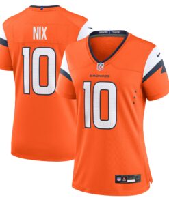 Bo Nix Denver Broncos  Women_s Game Jersey   Orange