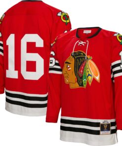 Bobby Hull Chicago Blackhawks Mitchell amp Ness  196061 Blue Line Player Jersey  Red