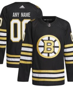  Boston Bruins   100th Anniversary Primegreen Authentic Custom Jersey  Black