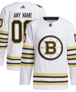  Boston Bruins   100th Anniversary Primegreen Authentic Custom Jersey  White
