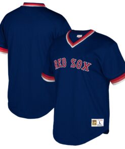 Boston Red Sox Mitchell amp Ness Big amp Tall Cooperstown Collection Mesh Wordmark VNeck Jersey  Navy
