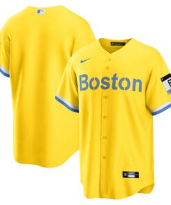 Boston Red SoxCity Connect Replica Jersey  GoldLight Blue